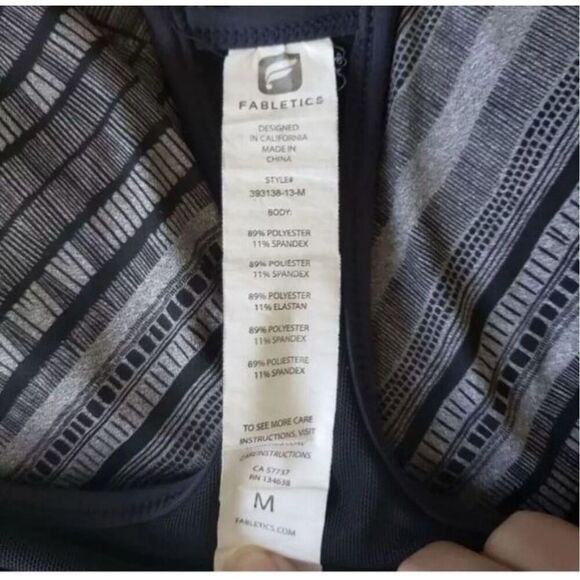 Fabletics Built In Bra Active Tank Top Size M Gray Aztec Patterned Workout - Picture 9 of 12